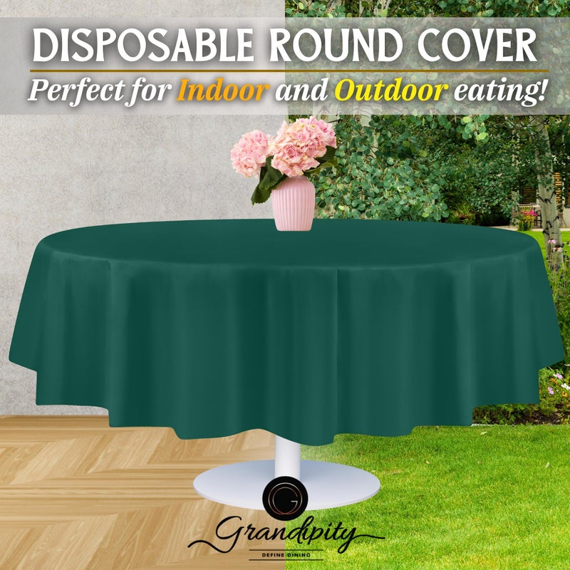 Grandipity Dark Green Plastic Table Cloth Disposable (6 Pk) 84in Round Tablecloth Premium Party Table Cloths Disposable - Perfect Table Cloth Round Cover for Any Table Up to 6 Feet - Image 5
